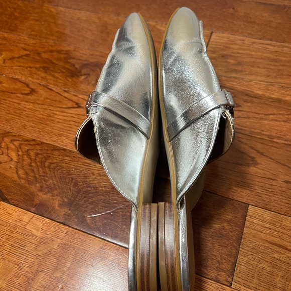 Womens Leather Metallic Mules Silver 79medium - Picture 5 of 8